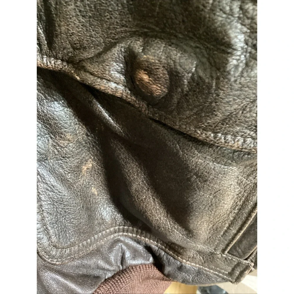 LL‎ Bean Vintage Leather Flight Jacket Brown A-2 Bomber Made in USA Size 42